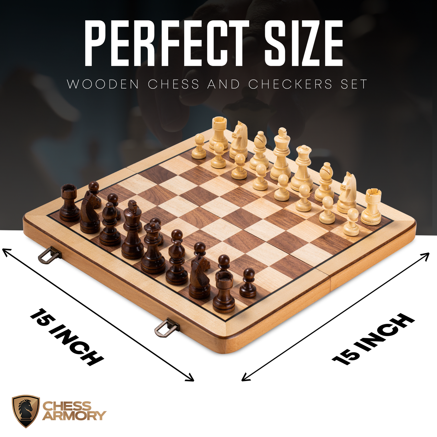 Chess Armory Premium Checkers and Chess Set (Beech Wood)