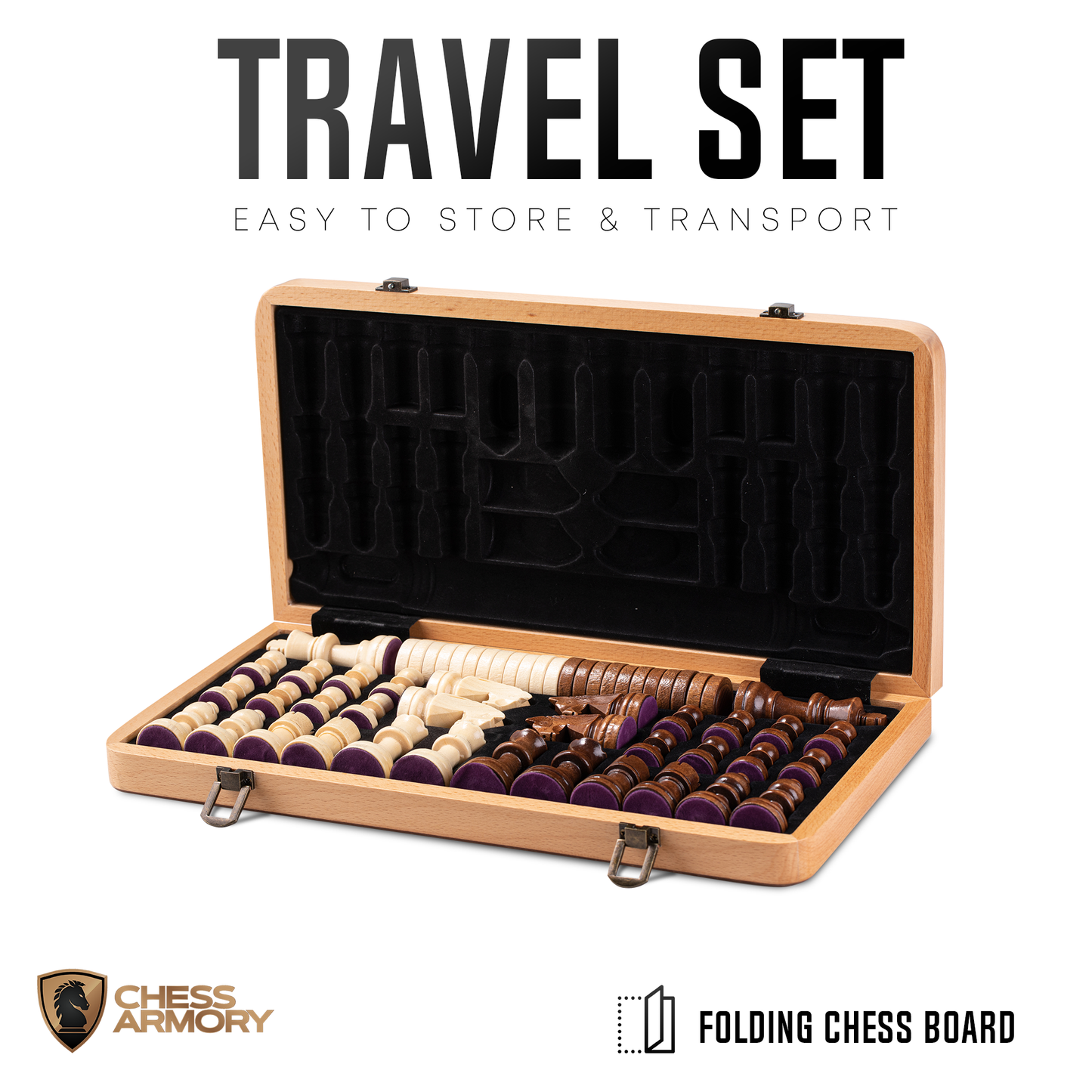 Chess Armory Premium Checkers and Chess Set (Beech Wood)