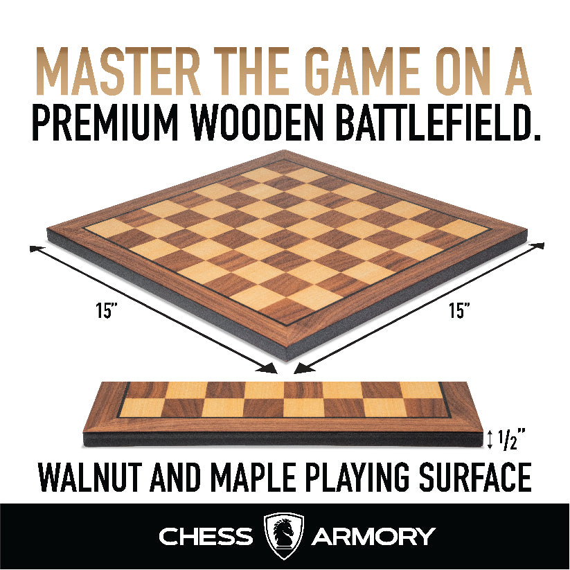 Chess Armory 15" Wooden Chess Board, Premium Chess Board