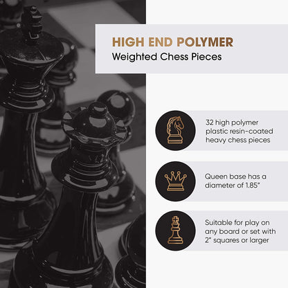 Chess Armory Weighted Chess Pieces - High Polymer Resin-Coated Wood Grain