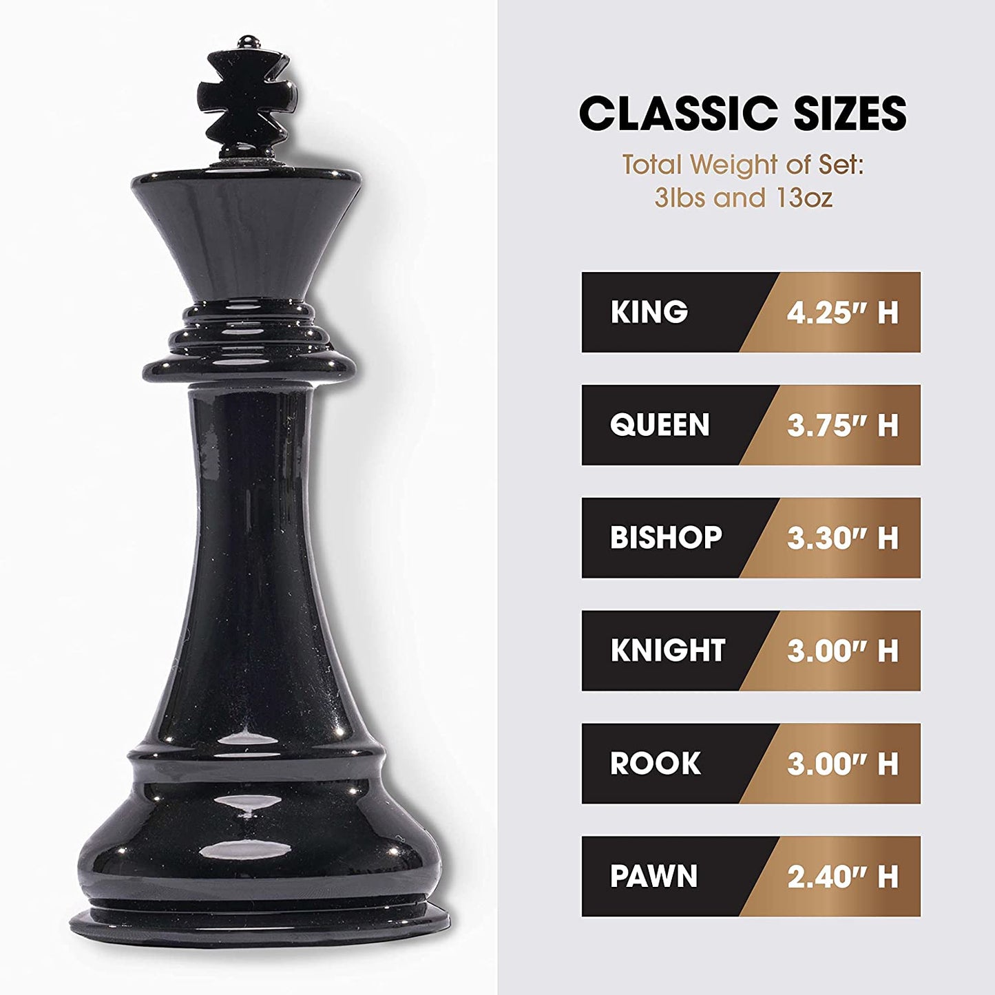 Chess Armory Weighted Chess Pieces - High Polymer Resin-Coated Wood Grain