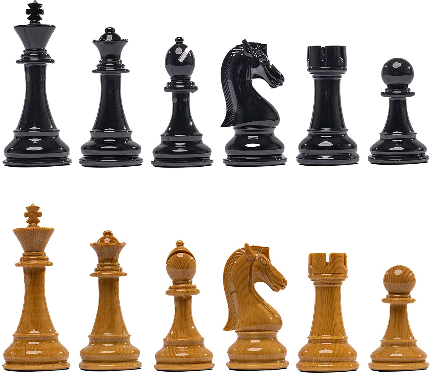 Chess Armory Weighted Chess Pieces - High Polymer Resin-Coated Wood Grain