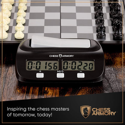 Chess Armory Digital Chess Clock - Portable Timer with Tournament & Bonus Time Features