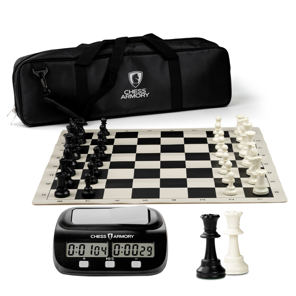 Chess Armory Deluxe Chess Club Set with Clock and Vinyl Board