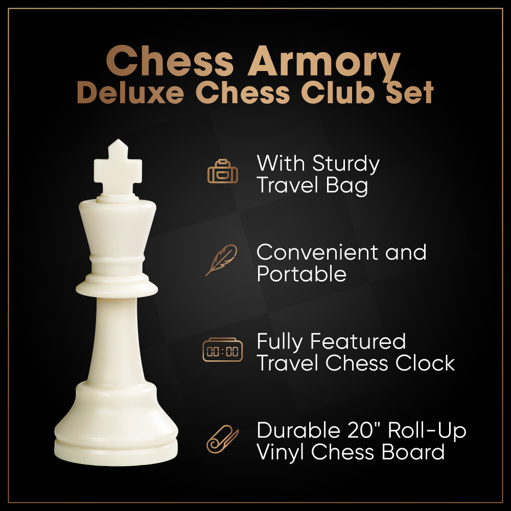 Chess Armory Deluxe Chess Club Set with Clock and Vinyl Board