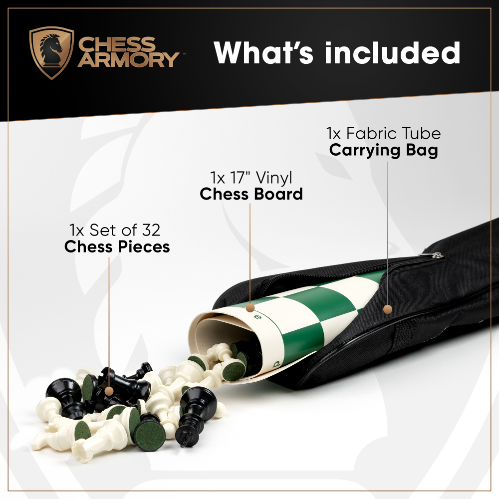 Chess Armory Standard Chess Club Set With Canvas Carrying Bag