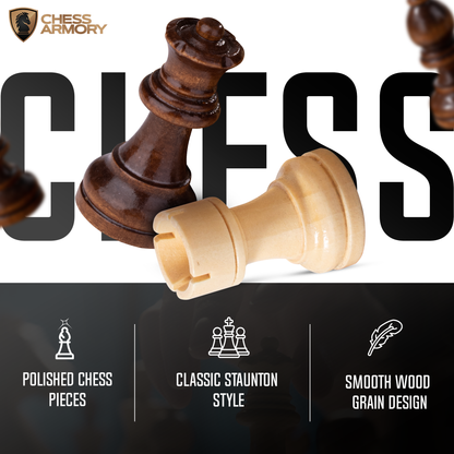 Chess Armory Premium Checkers and Chess Set (Beech Wood)