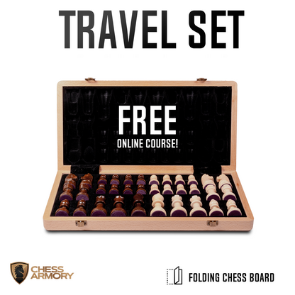 Chess Armory Premium Chess Set (Beech Wood) - Wooden Board Game with a Portable Wood Case and Secure Storage for Pieces, Set for Kids and Adults