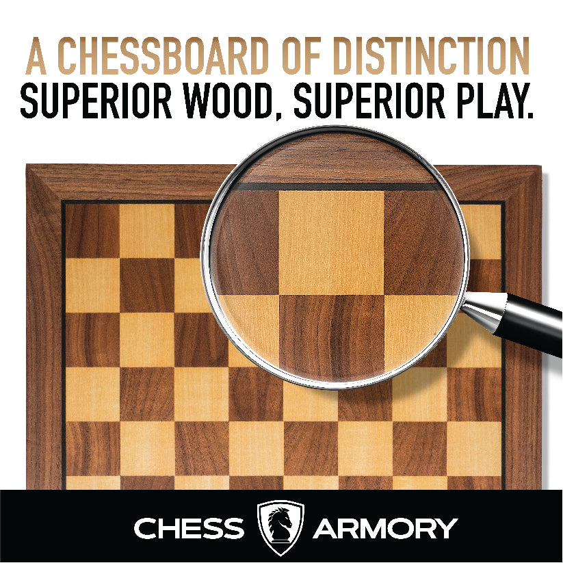 Chess Armory 15" Wooden Chess Board, Premium Chess Set Board for Kids and Adults, Professional and Tournament Chess Board for Chess Players