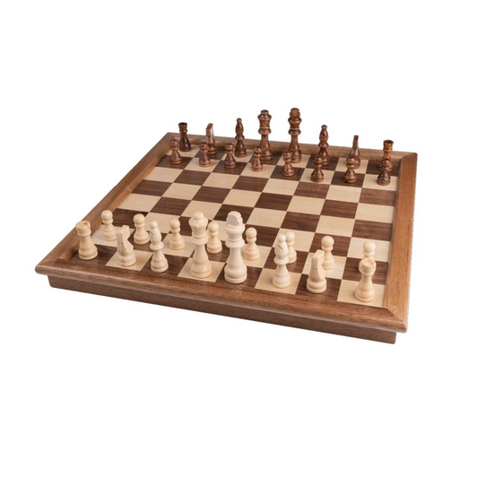 Chess Armory Large 17" Wooden Chess Set with Felted Game Board Interior for Storage