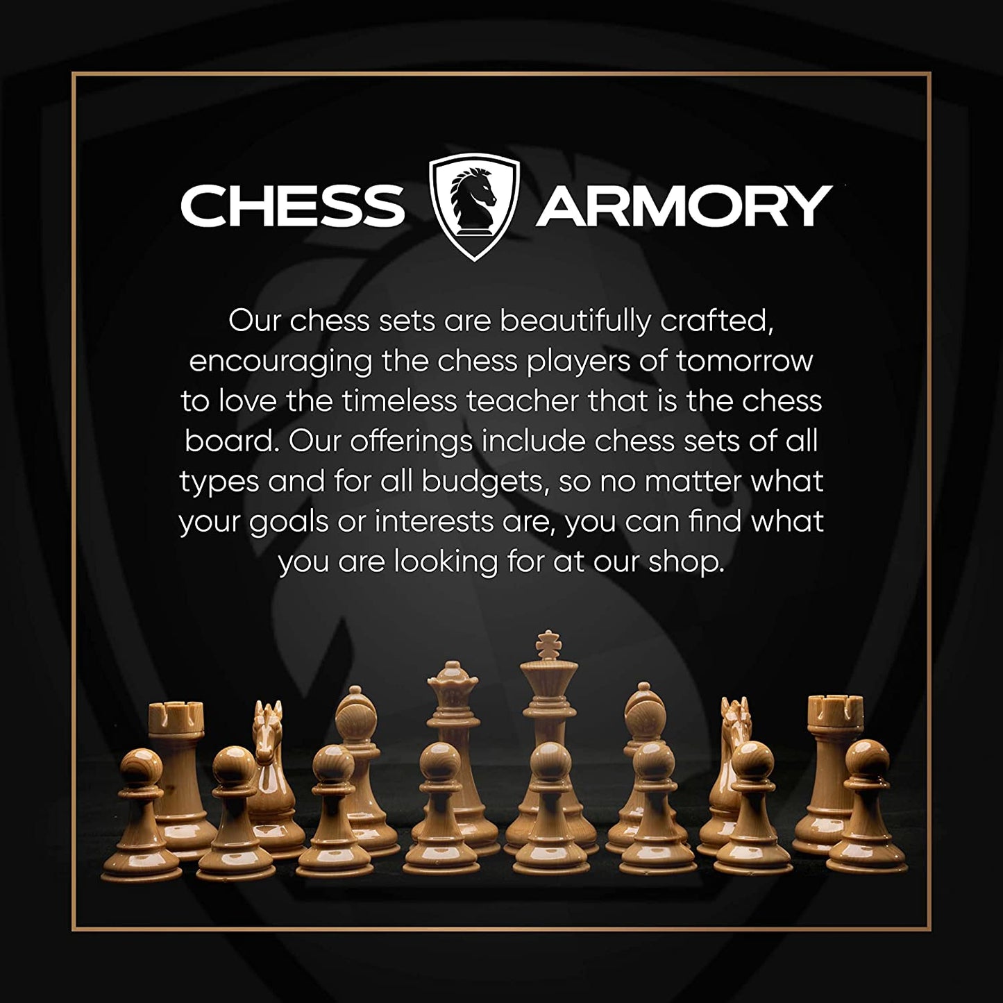 Chess Armory Weighted Chess Pieces - High Polymer Resin-Coated Wood Grain