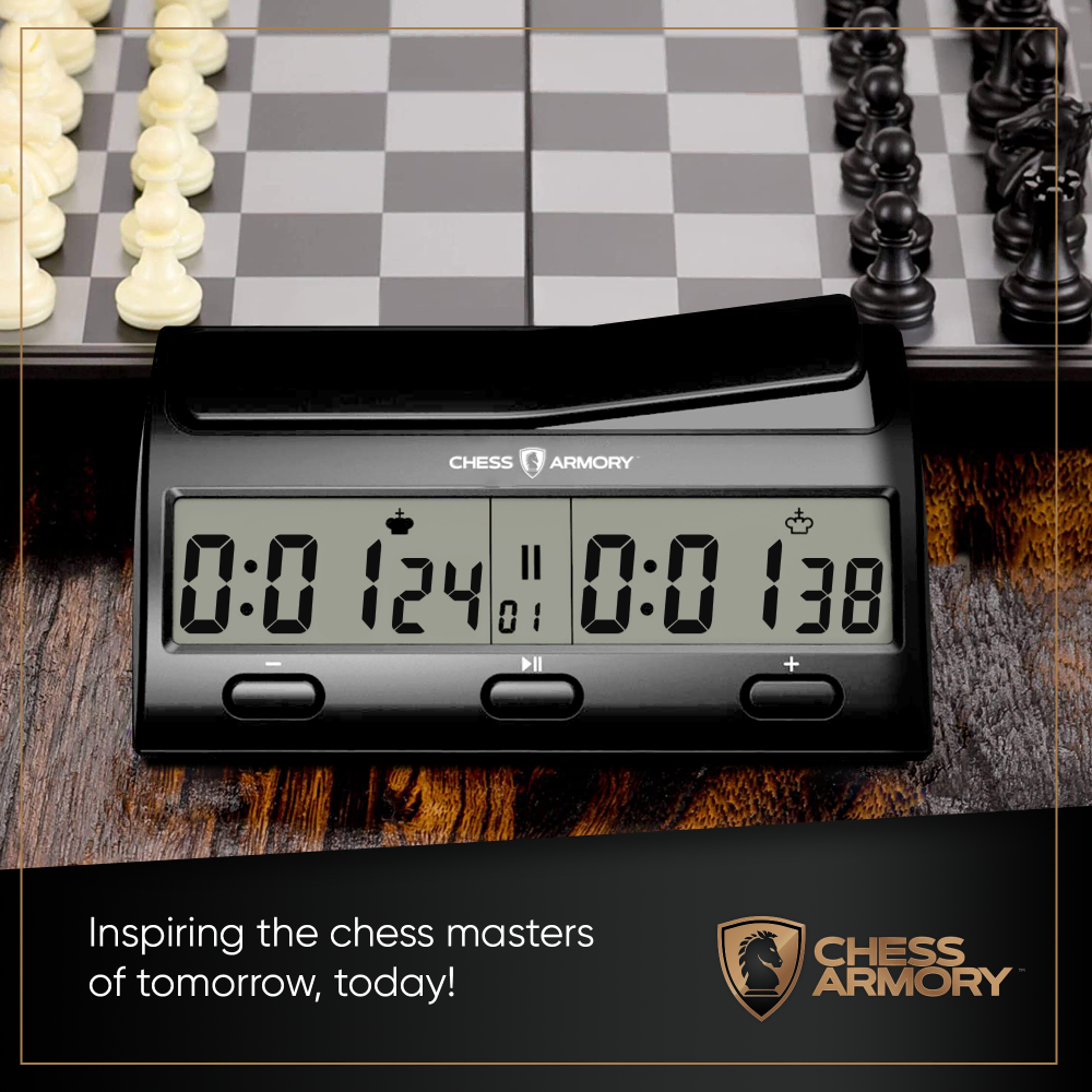 Chess Armory Advanced Chess Clock - Portable Timer with Tournament and