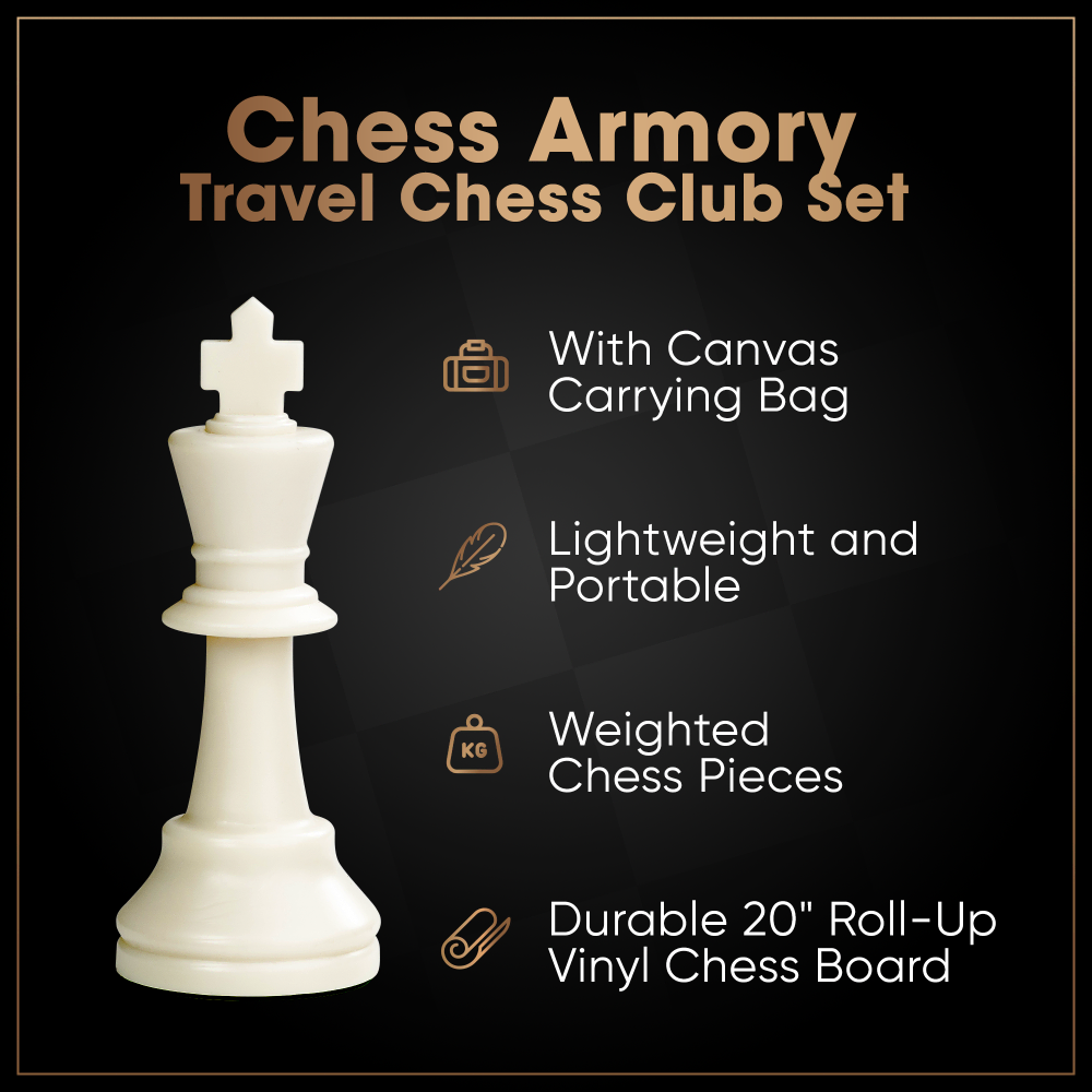 Chess Armory Travel Chess Club Set With Canvas Carrying Bag