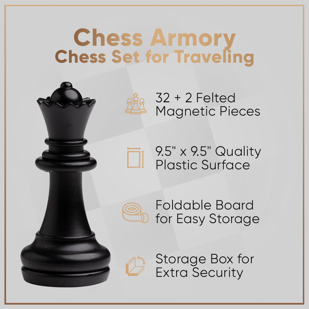 Chess Armory 15 Wooden Chess Set with Felted Game Board Interior for  Storage