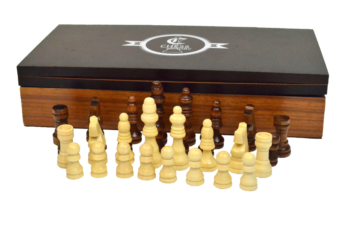 Chess Armory Box Chess Set - Compact Collapsible Folding Chess Set