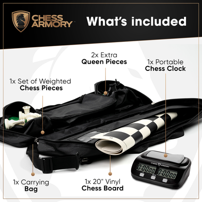 Chess Armory Deluxe Chess Club Set with Clock and Vinyl Board