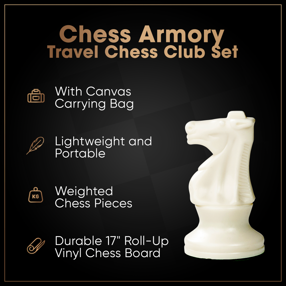 Chess Armory Travel Chess Club Set With Canvas Carrying Bag